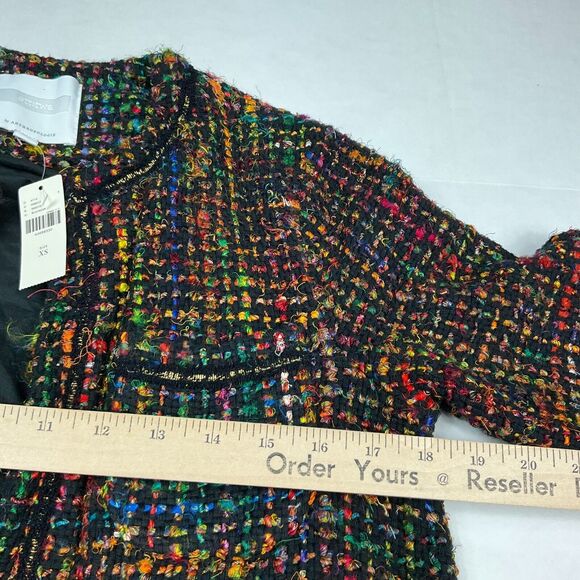Anthropologie Ett Twa  Berwyn Tweed Jacket Colorful Open Front 3/4 Sleeve XS NEW - Picture 8 of 13